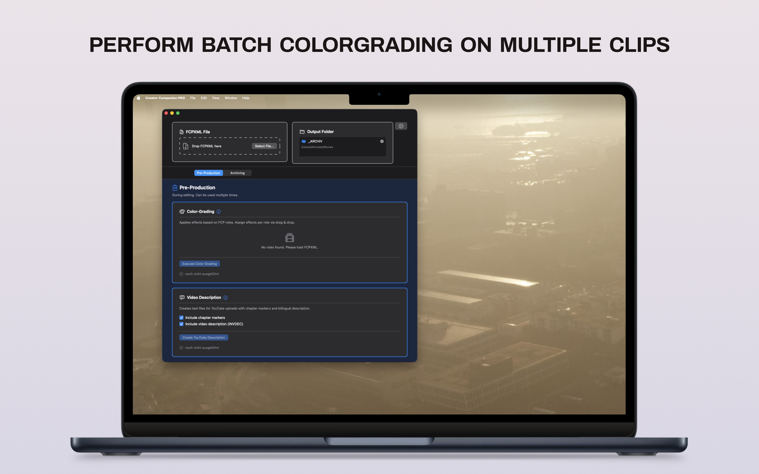 Creator Companion PRO main window, ready to load an FCPXML file