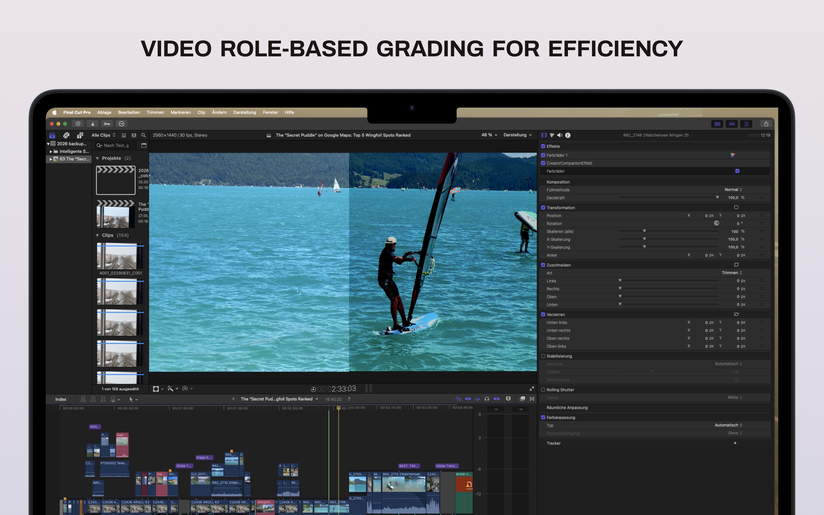 Role-based color grading effect applied inside Final Cut Pro
