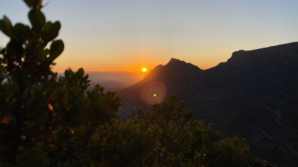 Table mountain from Lions Head at sunrise